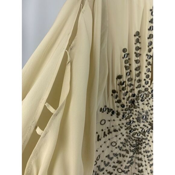 Nanette Lepore Beige Beaded Boho Blouse Size 0 - Picture 5 of 11